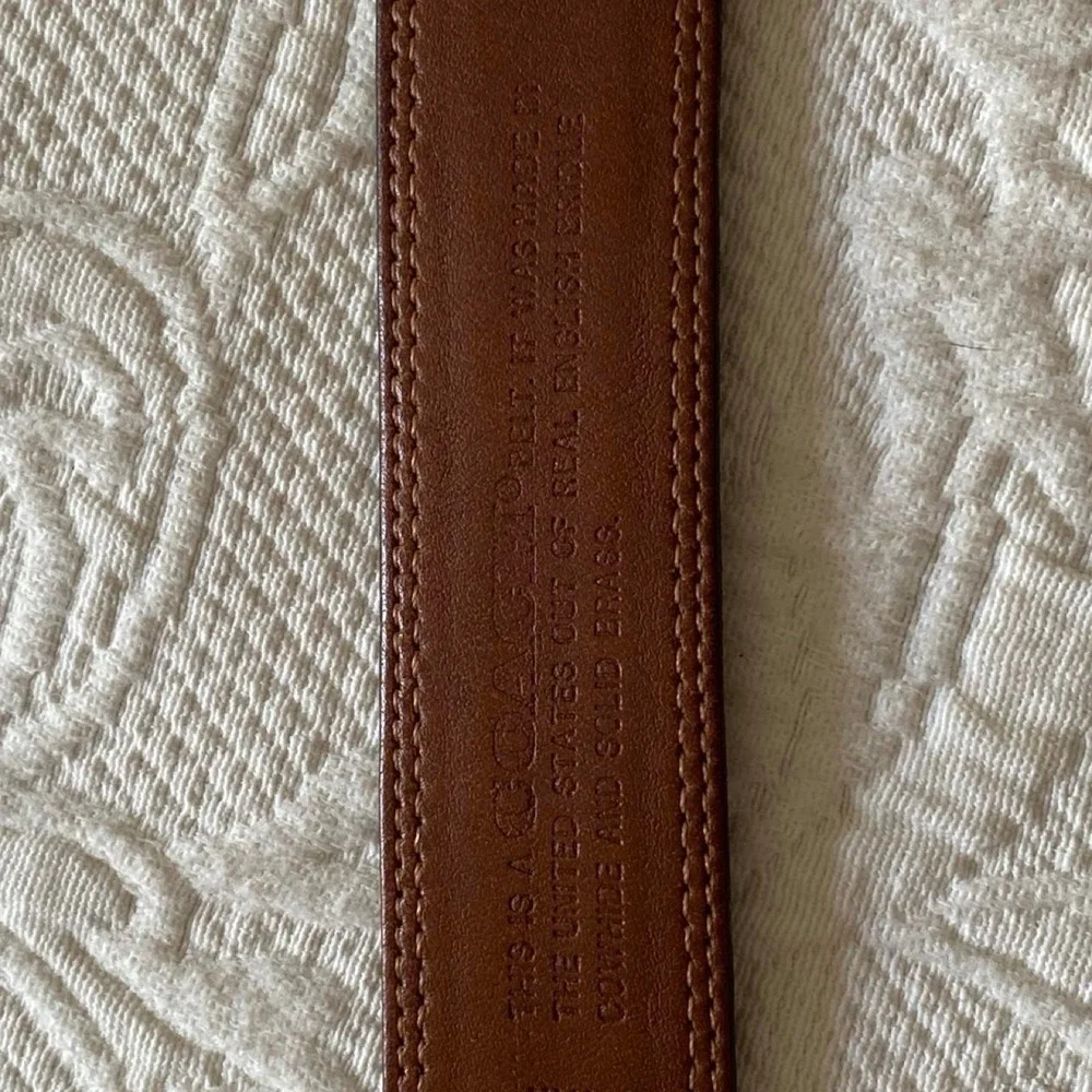 Coach British Tan Leather Brass Belt Buckle Size 38 sblk